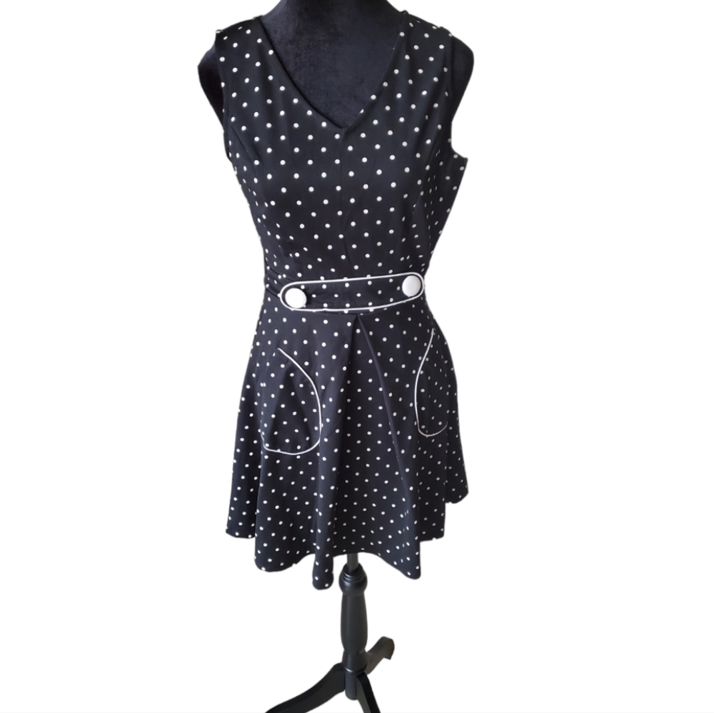 Unique Vintage Smak Parlour For Keeps polka dot fit and flare dress XS